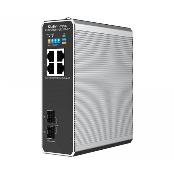 RUIJIE REYEE RG-NIS2100-4GT2SFP-HP 4 PORT 10/100/1000 4 PORT POE 2 X SFP 120W RUJIE CLOUD YONETILEBILIR ENDÜSTRİYEL SWI
